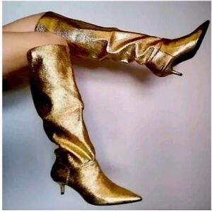 NWT Stunning Limited Edition Zara Metallic Kitten heeled Boots